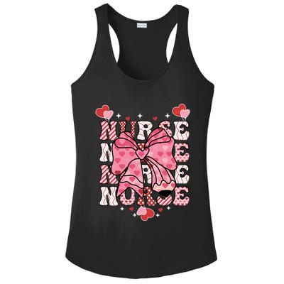 Cute Retro Valentines Day Nurse Heart Ribbon Ladies PosiCharge Competitor Racerback Tank