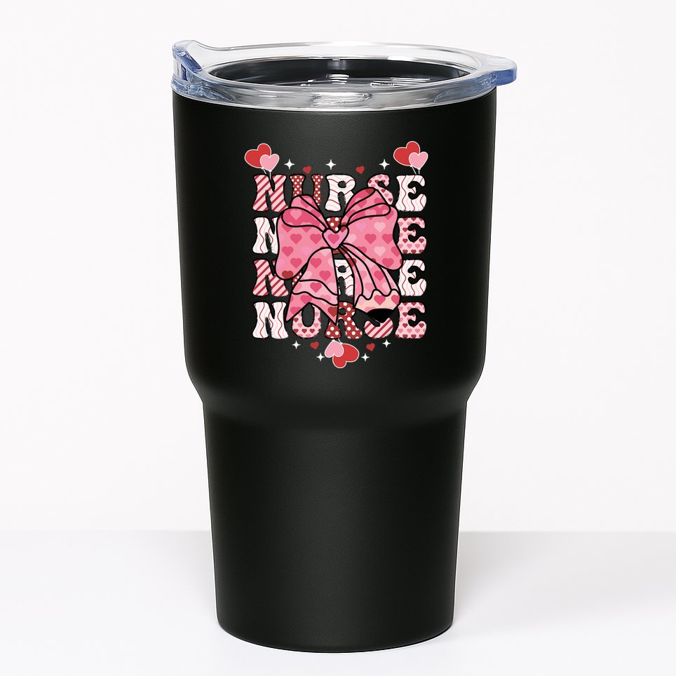 Cute Retro Valentines Day Nurse Heart Ribbon Tumbler