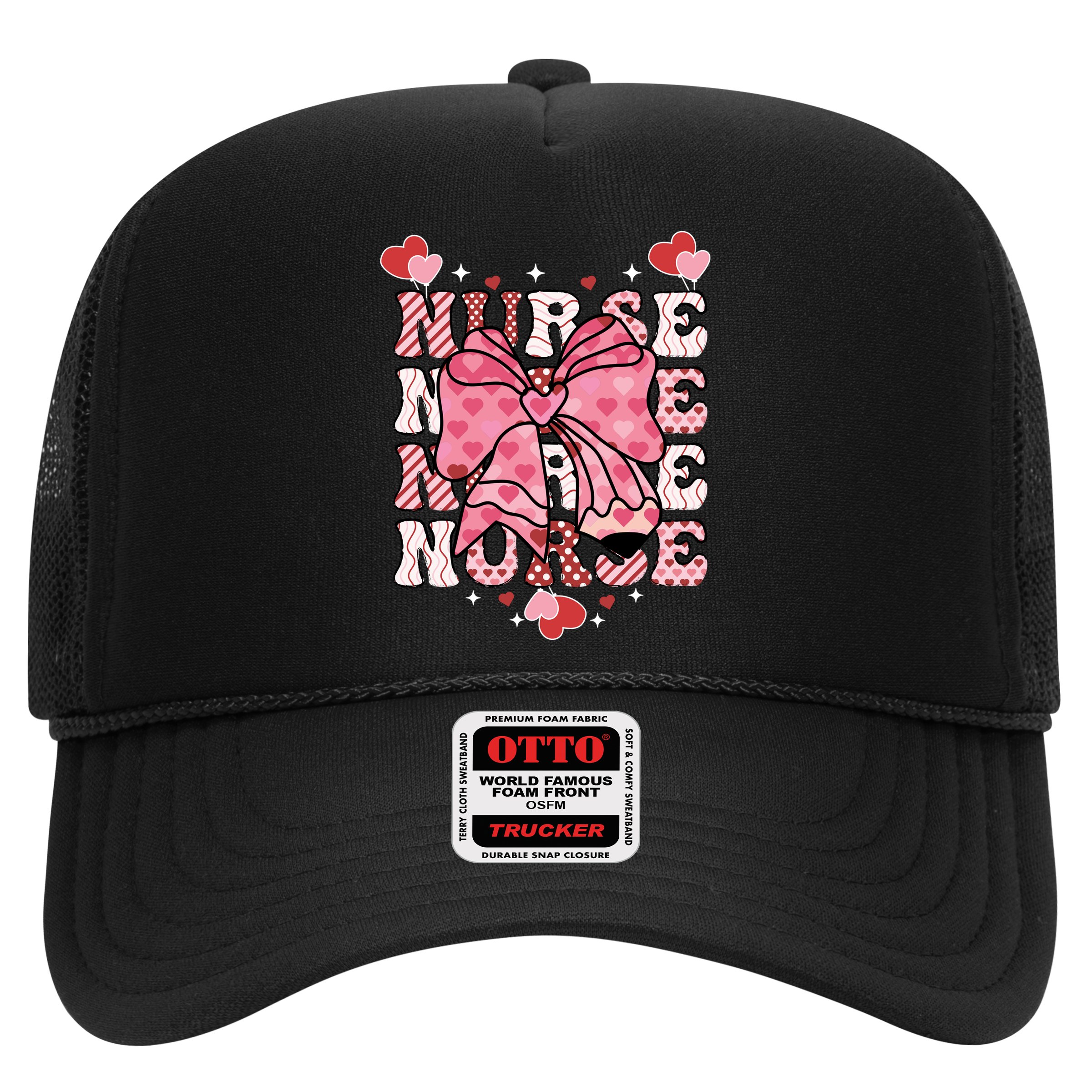 Cute Retro Valentines Day Nurse Heart Ribbon Hat