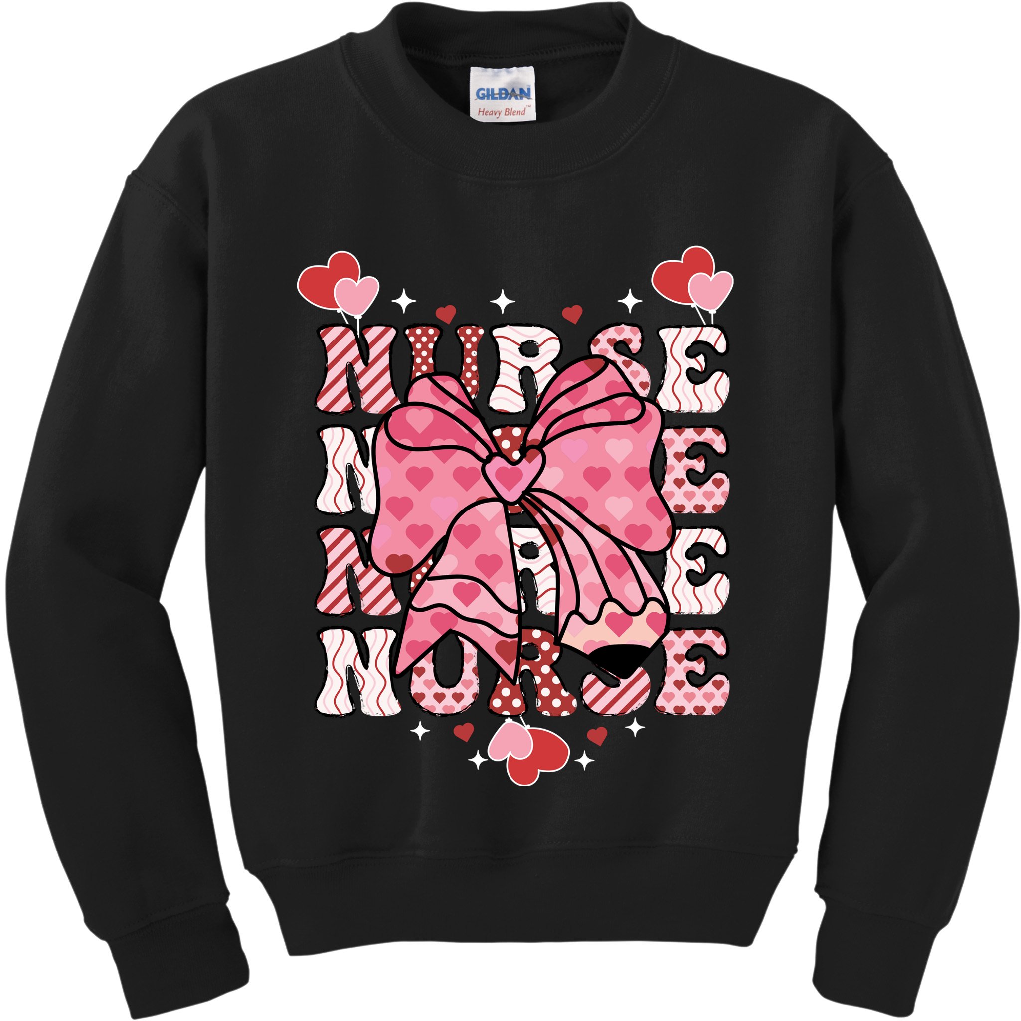 Cute Retro Valentines Day Nurse Heart Ribbon Kids Sweatshirt