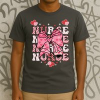 Cute Retro Valentines Day Nurse Heart Ribbon T-Shirt