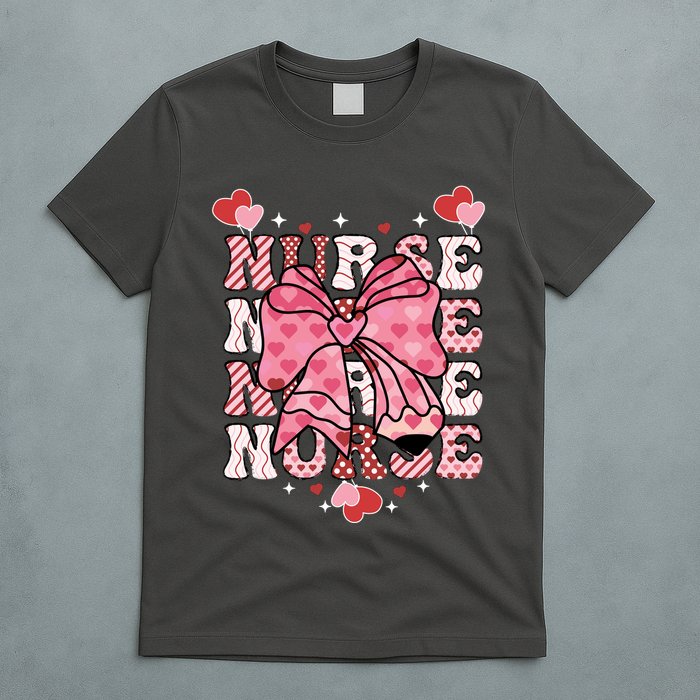 Cute Retro Valentines Day Nurse Heart Ribbon T-Shirt