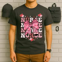 Cute Retro Valentines Day Nurse Heart Ribbon T-Shirt