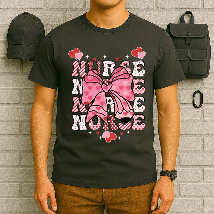Cute Retro Valentines Day Nurse Heart Ribbon T-Shirt