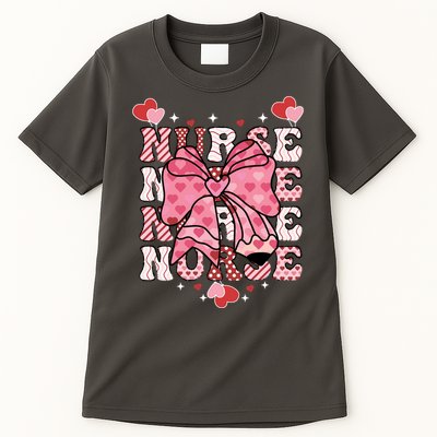 Cute Retro Valentines Day Nurse Heart Ribbon Tall T-Shirt