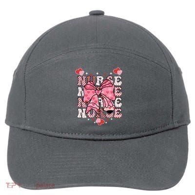 Cute Retro Valentines Day Nurse Heart Ribbon 7-Panel Snapback Hat