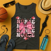 Cute Retro Valentines Day Nurse Heart Ribbon Tank Top