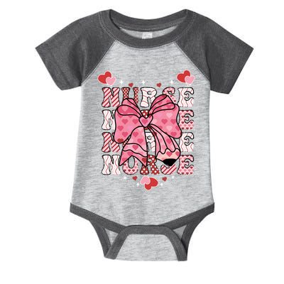 Cute Retro Valentines Day Nurse Heart Ribbon Infant Baby Jersey Bodysuit