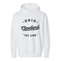 Classic Retro Vintage Cleveland Ohio 1796 USA Novelty Pride Garment-Dyed Fleece Hoodie