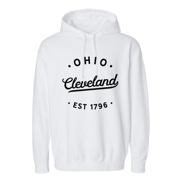 Classic Retro Vintage Cleveland Ohio 1796 USA Novelty Pride Garment-Dyed Fleece Hoodie