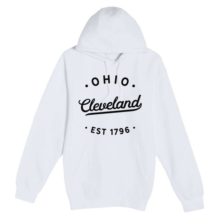 Classic Retro Vintage Cleveland Ohio 1796 USA Novelty Pride Premium Pullover Hoodie