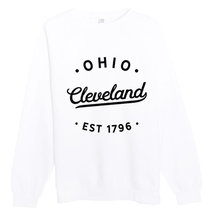 Classic Retro Vintage Cleveland Ohio 1796 USA Novelty Pride Premium Crewneck Sweatshirt