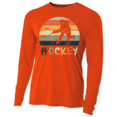 Classic Retro Vintage Style Ice Hockey Gift Street Hockey Gift Cooling Performance Long Sleeve Crew