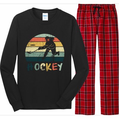 Classic Retro Vintage Style Ice Hockey Gift Street Hockey Gift Long Sleeve Pajama Set