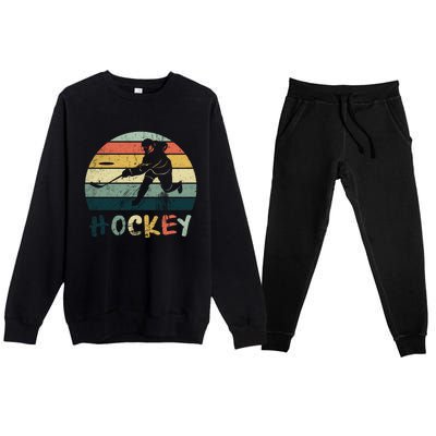 Classic Retro Vintage Style Ice Hockey Gift Street Hockey Gift Premium Crewneck Sweatsuit Set