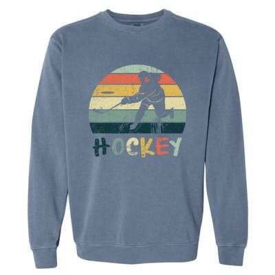 Classic Retro Vintage Style Ice Hockey Gift Street Hockey Gift Garment-Dyed Sweatshirt