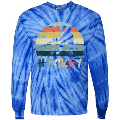 Classic Retro Vintage Style Ice Hockey Gift Street Hockey Gift Tie-Dye Long Sleeve Shirt