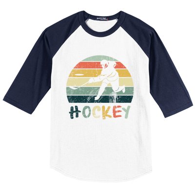 Classic Retro Vintage Style Ice Hockey Gift Street Hockey Gift Baseball Sleeve Shirt