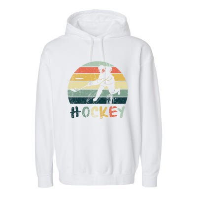 Classic Retro Vintage Style Ice Hockey Gift Street Hockey Gift Garment-Dyed Fleece Hoodie