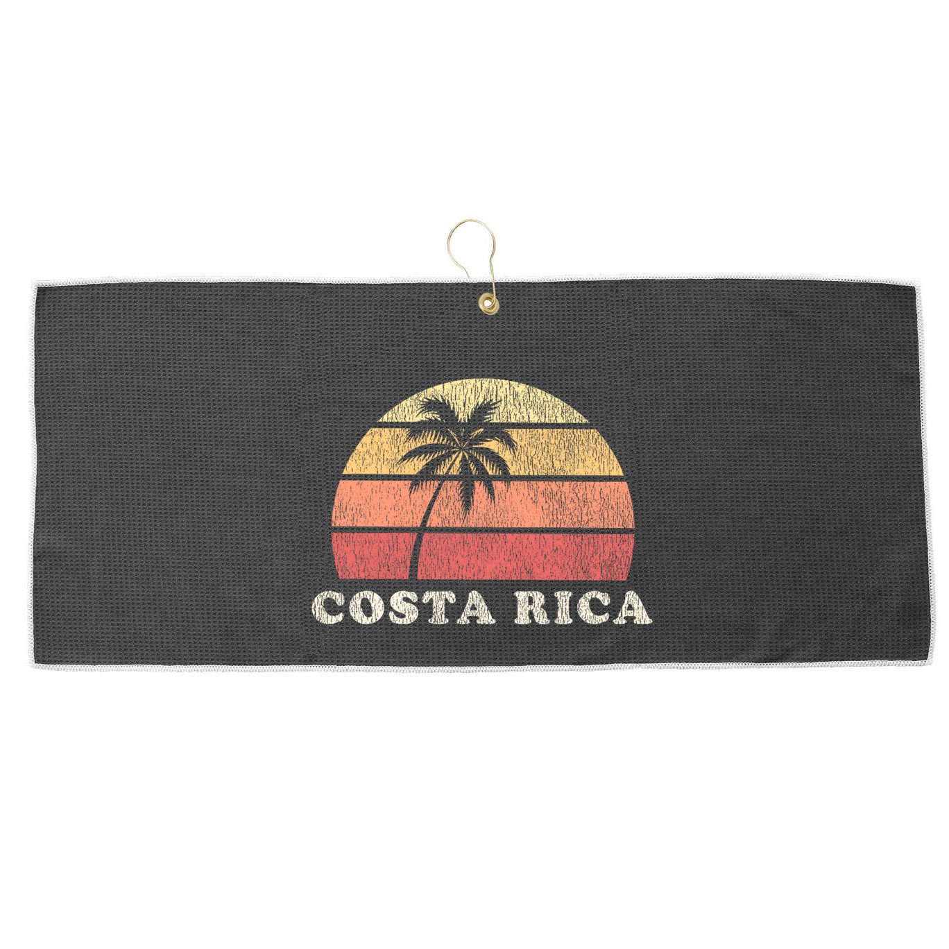 Costa Rica Vintage 70s Retro Throwback Design Large Microfiber Waffle Golf Towel