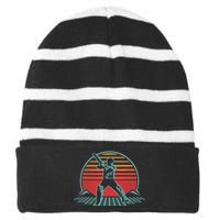 Cricket Retro Vintage Player Coach Gift Striped Beanie with Solid Band