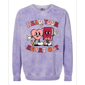 Cute Retro Valentine Read Your Heart Out Book Lover Reading Fan Colorblast Crewneck Sweatshirt