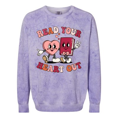 Cute Retro Valentine Read Your Heart Out Book Lover Reading Fan Colorblast Crewneck Sweatshirt