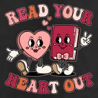 Cute Retro Valentine Read Your Heart Out Book Lover Reading Fan 7 Panel Mesh Trucker Snapback Hat