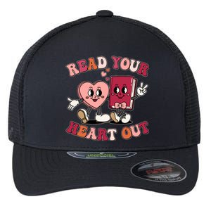 Cute Retro Valentine Read Your Heart Out Book Lover Reading Fan Flexfit Unipanel Trucker Cap