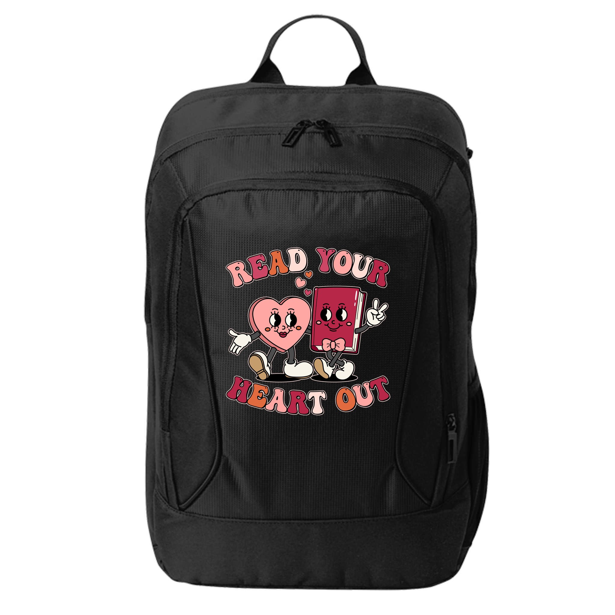 Cute Retro Valentine Read Your Heart Out Book Lover Reading Fan City Backpack