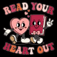 Cute Retro Valentine Read Your Heart Out Book Lover Reading Fan Drawstring Bag