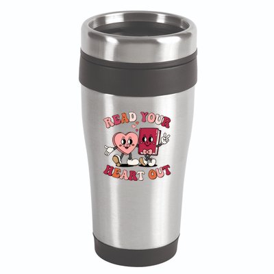 Cute Retro Valentine Read Your Heart Out Book Lover Reading Fan 16oz Travel Tumbler