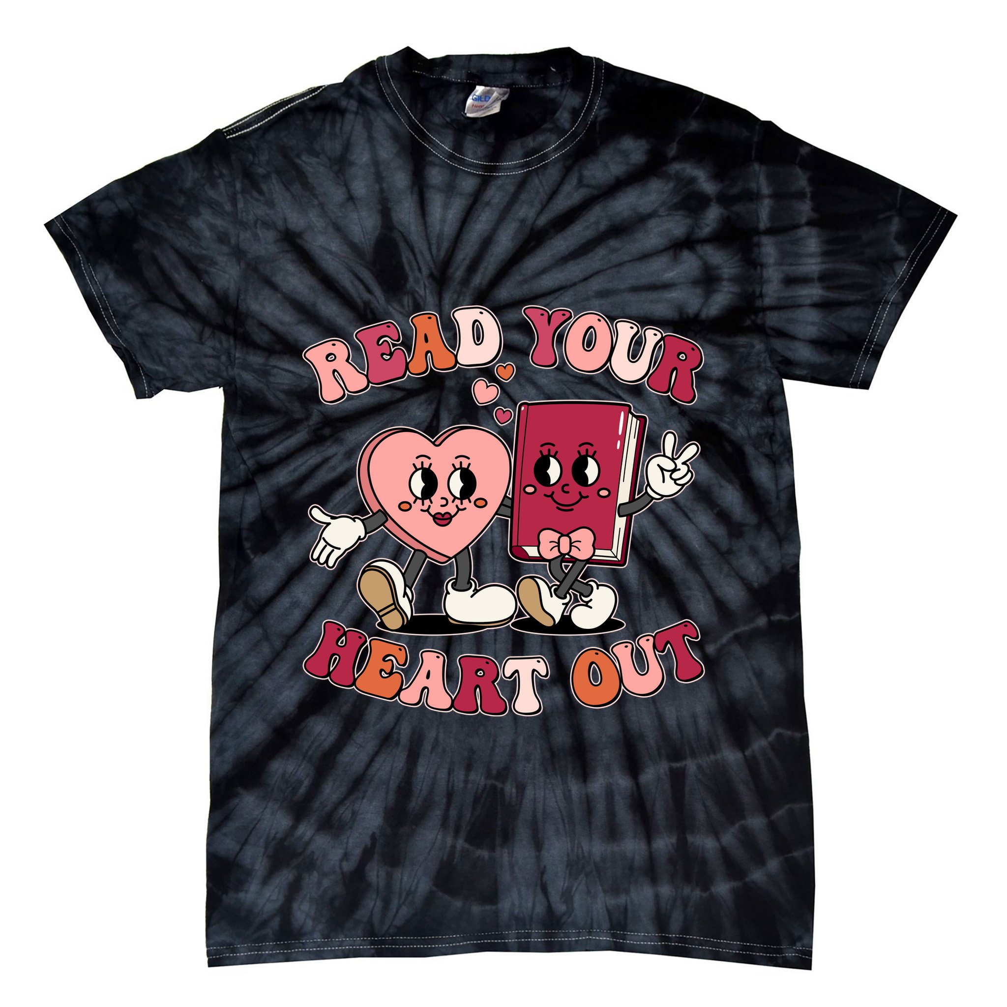 Cute Retro Valentine Read Your Heart Out Book Lover Reading Fan Tie-Dye T-Shirt