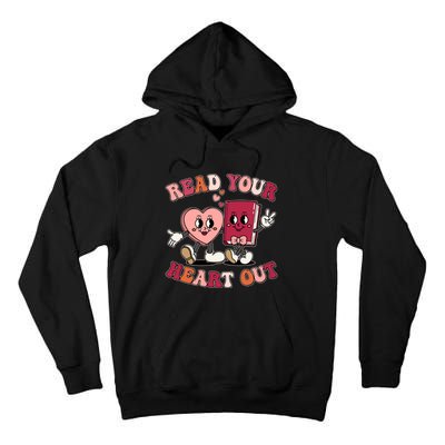 Cute Retro Valentine Read Your Heart Out Book Lover Reading Fan Tall Hoodie