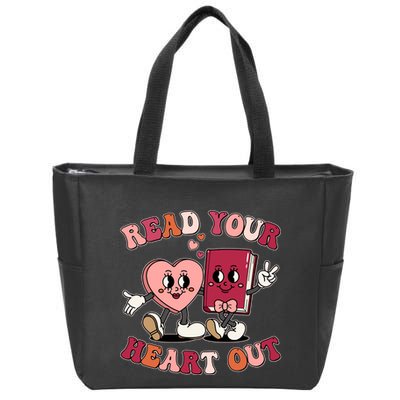 Cute Retro Valentine Read Your Heart Out Book Lover Reading Fan Zip Tote Bag