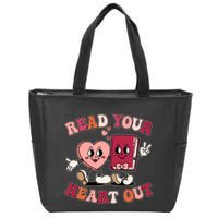Cute Retro Valentine Read Your Heart Out Book Lover Reading Fan Zip Tote Bag