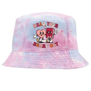 Cute Retro Valentine Read Your Heart Out Book Lover Reading Fan Tie-Dyed Bucket Hat