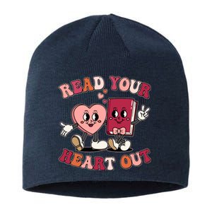 Cute Retro Valentine Read Your Heart Out Book Lover Reading Fan Sustainable Beanie