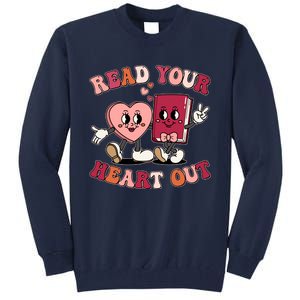 Cute Retro Valentine Read Your Heart Out Book Lover Reading Fan Tall Sweatshirt