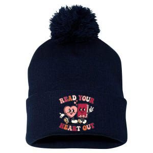 Cute Retro Valentine Read Your Heart Out Book Lover Reading Fan Pom Pom 12in Knit Beanie