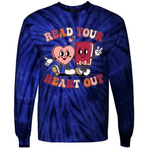 Cute Retro Valentine Read Your Heart Out Book Lover Reading Fan Tie-Dye Long Sleeve Shirt