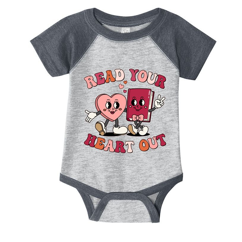 Cute Retro Valentine Read Your Heart Out Book Lover Reading Fan Infant Baby Jersey Bodysuit