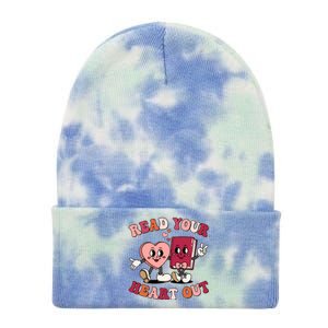 Cute Retro Valentine Read Your Heart Out Book Lover Reading Fan Tie Dye 12in Knit Beanie