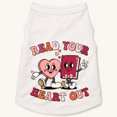 Cute Retro Valentine Read Your Heart Out Book Lover Reading Fan Doggie Tank