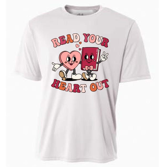 Cute Retro Valentine Read Your Heart Out Book Lover Reading Fan Cooling Performance Crew T-Shirt