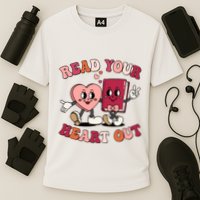 Cute Retro Valentine Read Your Heart Out Book Lover Reading Fan Cooling Performance Crew T-Shirt