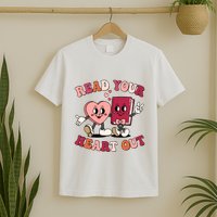 Cute Retro Valentine Read Your Heart Out Book Lover Reading Fan T-Shirt