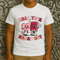Cute Retro Valentine Read Your Heart Out Book Lover Reading Fan T-Shirt
