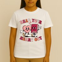 Cute Retro Valentine Read Your Heart Out Book Lover Reading Fan T-Shirt