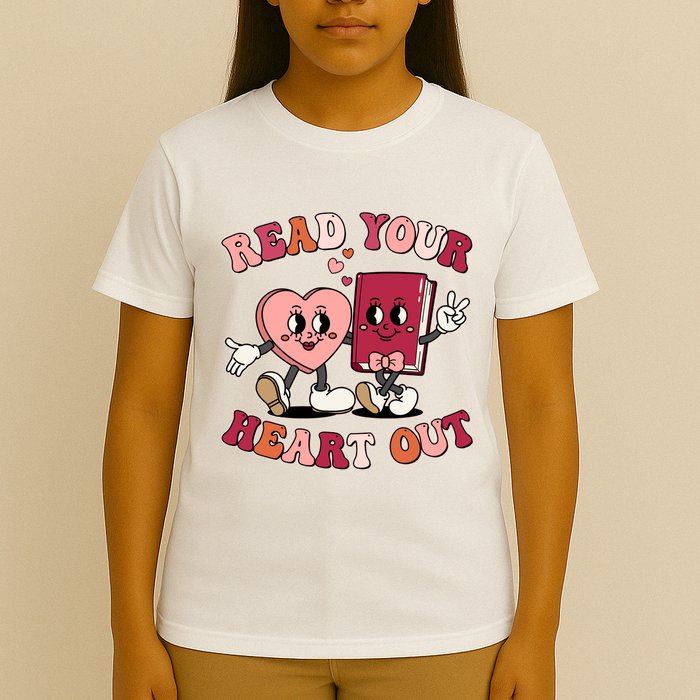Cute Retro Valentine Read Your Heart Out Book Lover Reading Fan T-Shirt